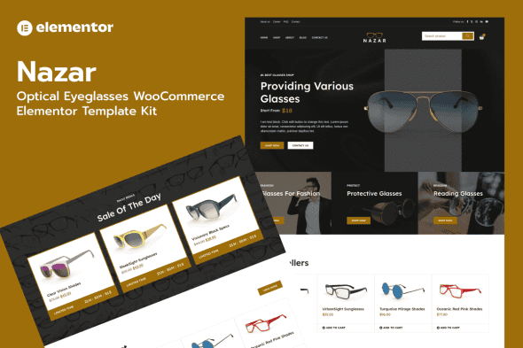 Nazar – Optical Eyewear WooCommerce Store Elementor Pro Template Kit