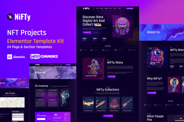 NiFTy - NFT Project & Portfolio WordPress Elementor Template Kit