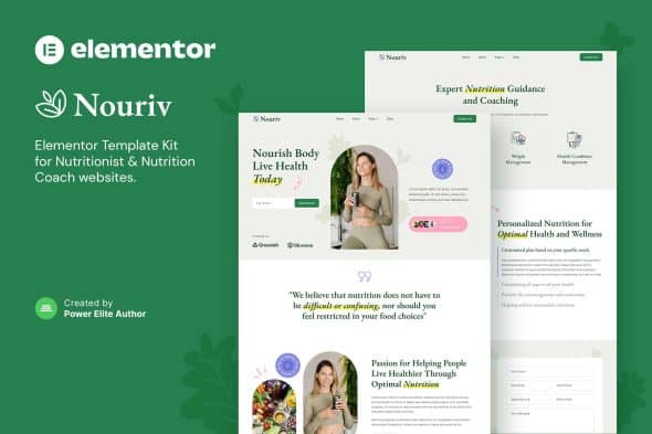 Nouriv - Nutrition Coach & Nutritionist Elementor Template Kit