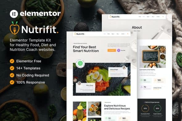 Nutrifit - Healthy Food & Nutrition Coach Elementor Template Kit