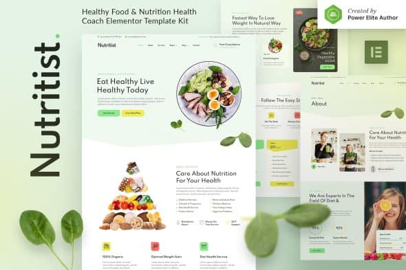 Nutritist - Healthy Food & Nutrition Coach Elementor Template Kit