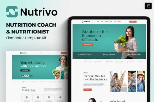 Nutrivo - Nutrition Coach & Nutritionist Elementor Template Kit