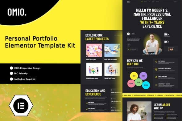 Download Omio – Modern Personal Portfolio Elementor Template Kit