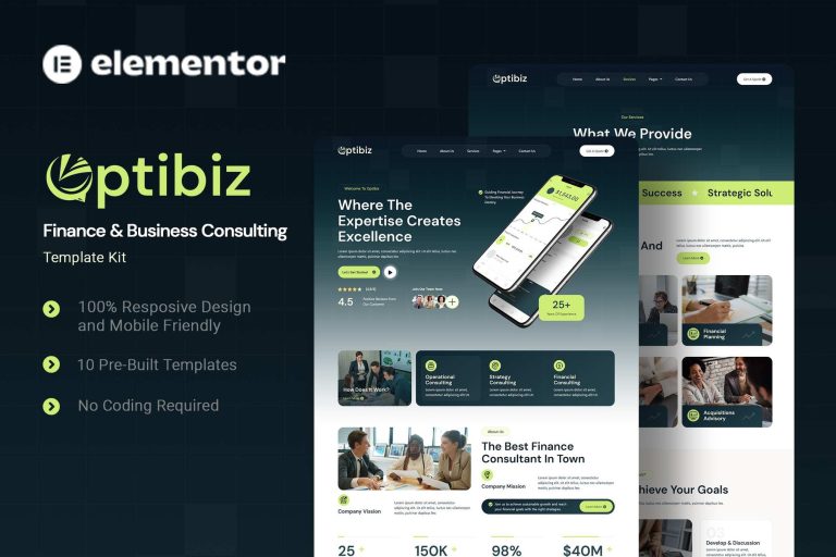 Optibiz – Finance & Business Consulting Elementor Template Kit - GPLVilla