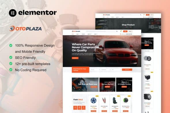 OtoPlaza - Auto Parts Store & Accessories Elementor Pro Template Kit