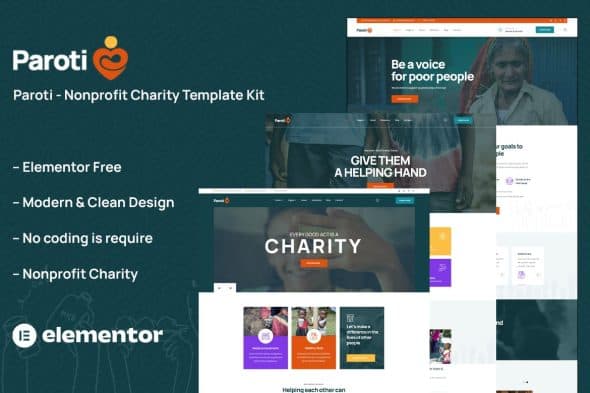 Paroti - Non Profit Charity Elementor Template Kit