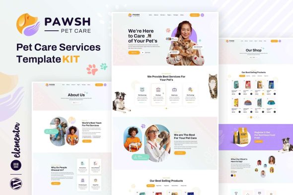 Pawsh - Pet Care & Shop Elementor Template Kit