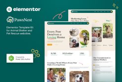 PawsNest - Animal Shelter & Pet Rescue Elementor Template Kit