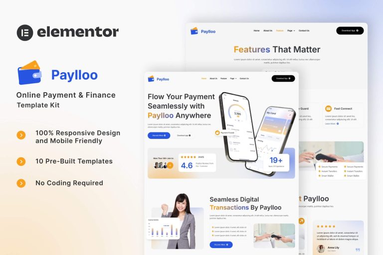 Paylloo – Online Payment & Finance Elementor Template Kit - GPLVilla