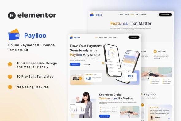 Download Paylloo – Online Payment & Finance Elementor Template Kit
