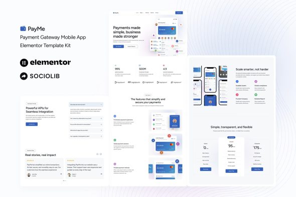 PayMe – Payment Gateway Mobile App Elementor Template Kit