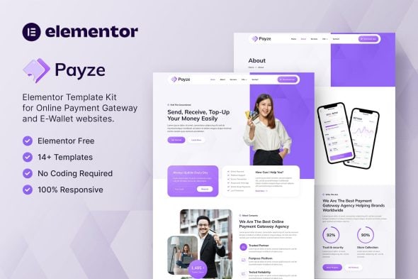 Payze - Online Payment Gateway & E-Wallet Elementor Template Kit