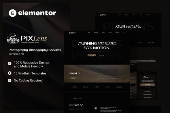 Download Pixlens – Photography Videography Services Elementor Template Kit