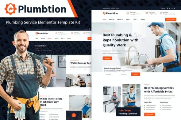 Plumbtion - Plumbing Services Elementor Template Kit