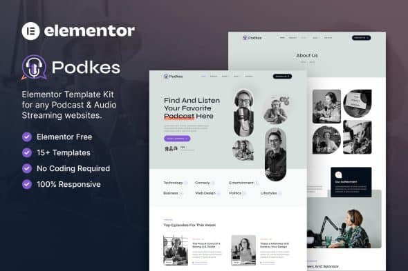 Podkes - Podcast & Audio Streaming Elementor Template Kit