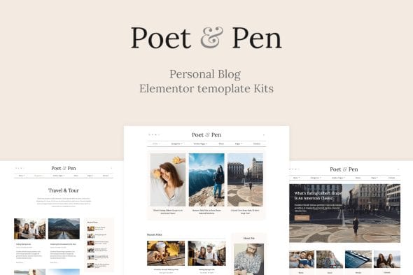 Poet & Pen - Personal Blog Elementor Template Kit