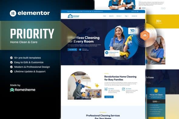 Priority – Home Clean and Care Elementor Template Kit