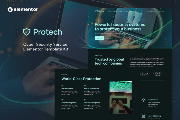Protech - Cyber Security Service Elementor Template Kit - GPLVilla