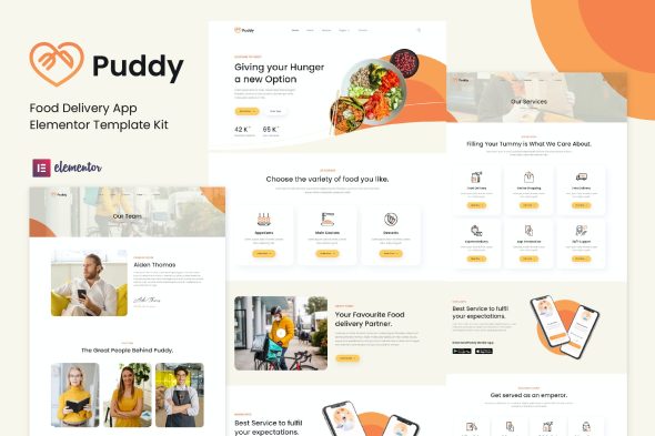 Puddy - Food Delivery App Elementor Template Kit