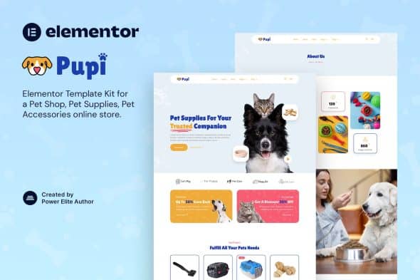 Pupi - Pet Shop & Pet Supplies Elementor Template Kit