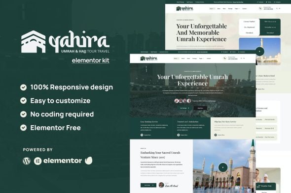 Qahira - Umrah & Hajj Tour Travel Elementor Template Kit