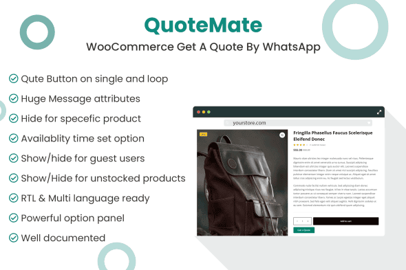 Download QuoteMate – WooCommerce Get A Quote By WhatsApp GPL WordPress Plugin