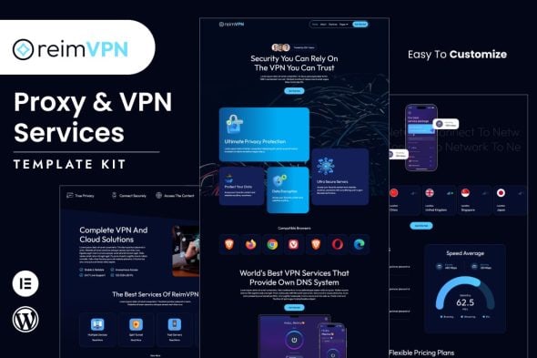 Download Reimvpn – Proxy & VPN Services Elementor Template Kit
