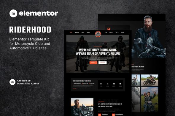 Riderhood - Motorcycle Club Elementor Template Kit