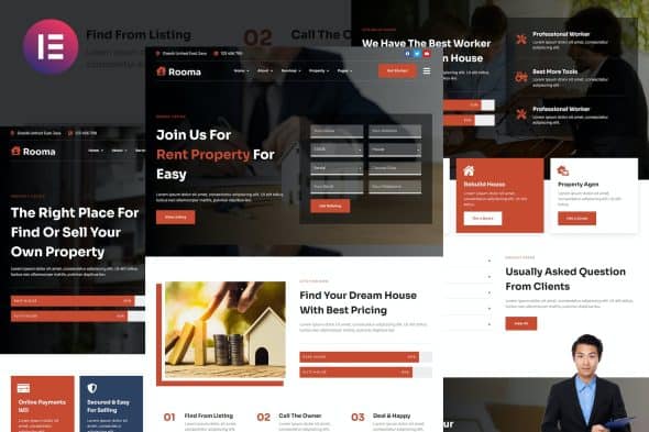 Rooma - Real Estate & House Developer Elementor Template Kit