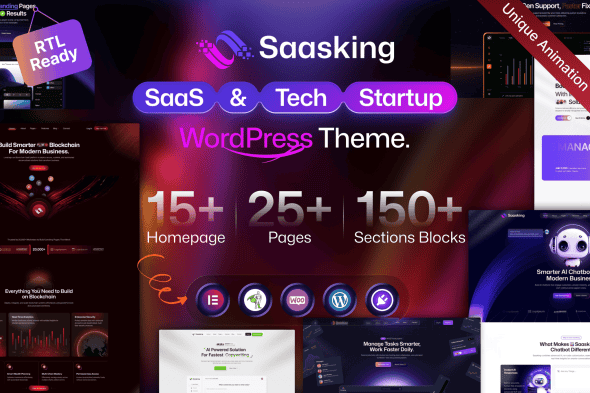 Download Saasking - SaaS & Tech Startup WordPress GPL WordPress Plugin