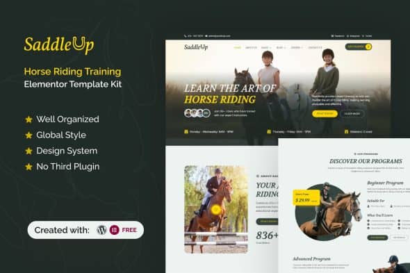 SaddleUp – Horse Riding Training Elementor Template Kit