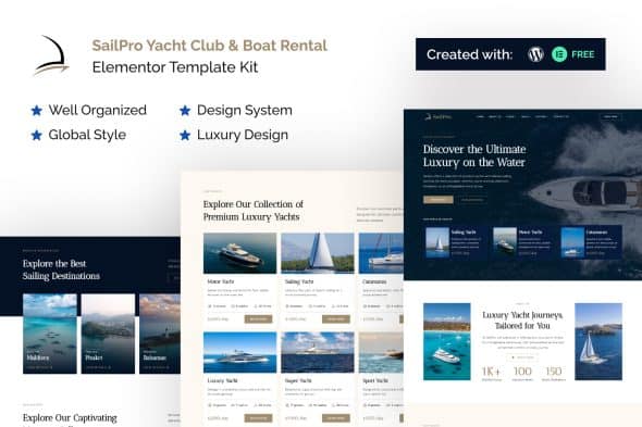 Sailpro – Yacht Club & Boat Rental Elementor Template Kit