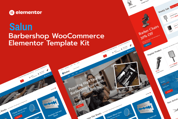 Download Salun – Barbershop Tools & Equipments Store WooCommerce Elementor Pro Template Kit