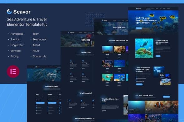 Seavor | Sea Adventure & Travel Elementor Template Kit