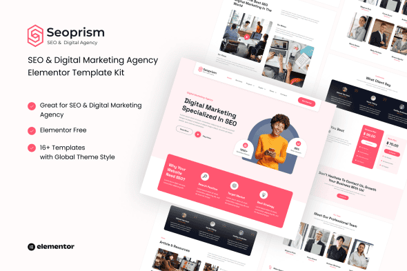 Seoprism - SEO & Digital Agency Elementor Template Kit