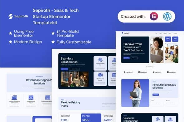 Sepiroth - Saas & Tech Startup Elementor Template Kit