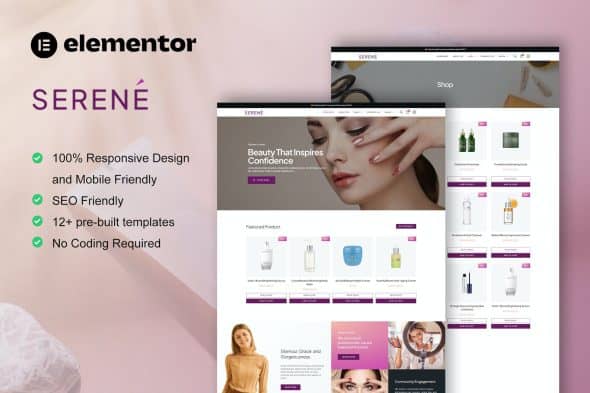 Serene - Beauty Shop & Skincare Elementor Pro Template Kit