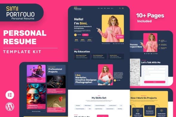 Simi- Personal Portfolio & Resume Elementor Template Kit