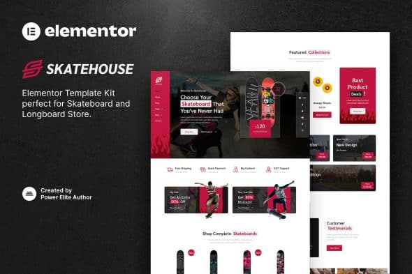 Skatehouse - Skateboard & Extreme Sport Shop Elementor Template Kit