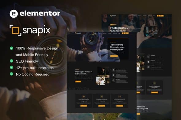 Snapix - Photography & Videography Services Elementor Template Kit