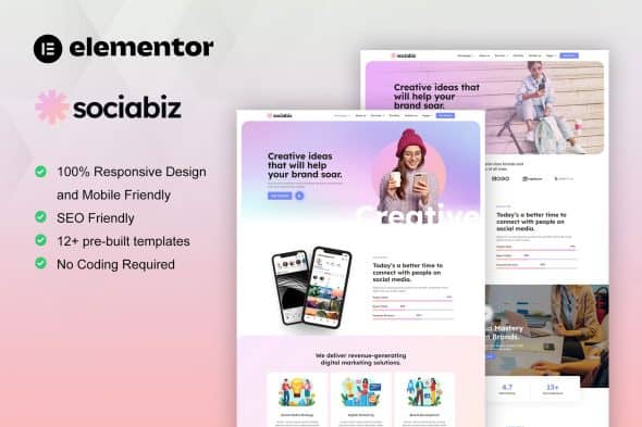 SociaBiz - Digital Marketing Agency Elementor Pro Template Kit