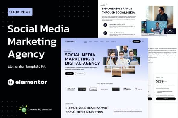 Socialnext - Social Media Marketing Agency Elementor Template Kit