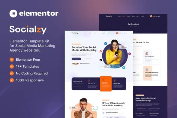 Socialzy - Social Media Marketing Agency Elementor Template Kit