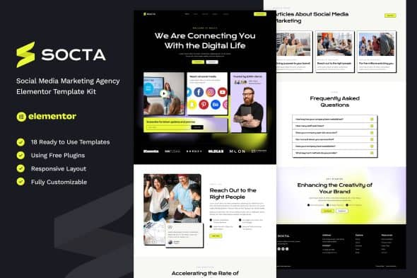 Socta - Social Media Marketing Agency Elementor Template Kit