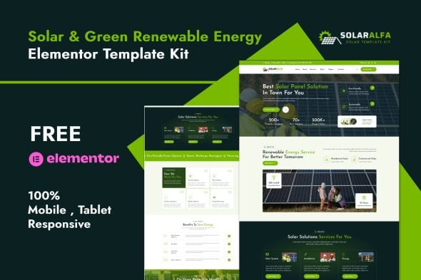 SolarAlfa – Solar & Renewable Energy Elementor Template Kit