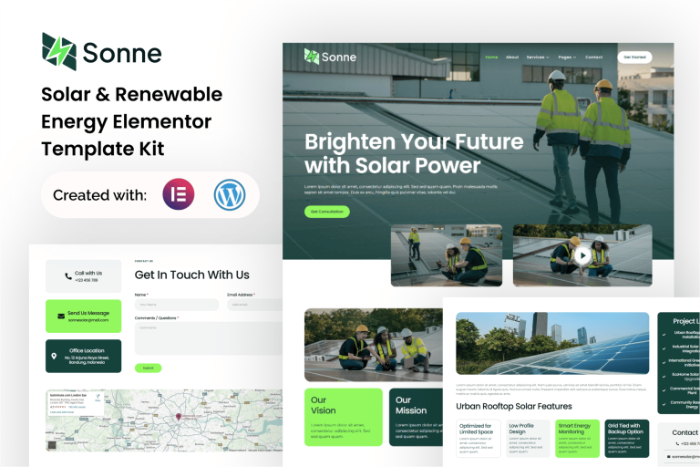 Sonne – Solar & Renewable Energy Elementor Template Kit - GPLVilla