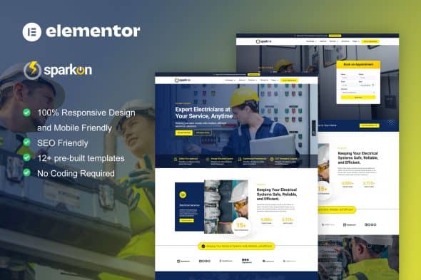 Sparkon – Electrical Installation & Maintenance Service Elementor Pro Template Kit