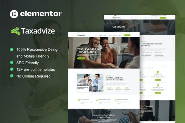 TaxAdvize - Tax Advisor & Financial Consulting Elementor Template Kit