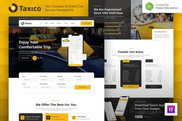 Taxico - Taxi Company & Online Cab Service Elementor Template Kit