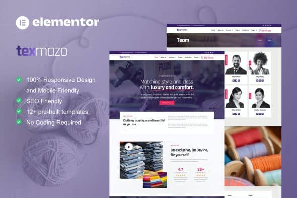 Texmazo - Textile & Garment Industry Elementor Template Kit